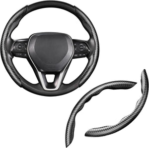 AutoBizarre Car Anti Skid Non Slip Carbon Fiber Decoration Steering Wheel Grip Covers Universal for All Cars - Set of 2 pcs