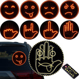 AutoBizarre Car Expression Display 4 Emoticons & 4 Hand Gesture LED Fun Emoticons Gesture Lights Warning Lights With Wireless Remote Controller For All Cars, Vans & Trucks