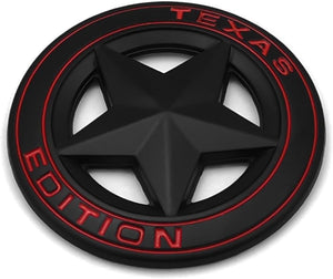 AutoBizarre 3D Raised Matte Black Round Star Texas Edition Metal Monogram Emblem Badge Sticker for All Cars & Bikes