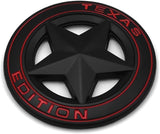AutoBizarre 3D Raised Matte Black Round Star Texas Edition Metal Monogram Emblem Badge Sticker for All Cars & Bikes