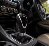 AutoBizarre 5 Speed Aluminum Base Leather Covered Gear Knob Gear Shifter Handle Knob for All Manual Transmission Cars