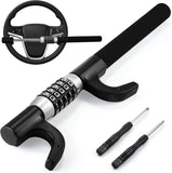 Autobizarre Anti-Theft Heavy Duty 5-Digit Combination Car Steering Wheel Lock Extendable Retractable Keyless Password Code Steering Lock Universal for All Cars, Vans, SUVs, etc.