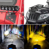 AutoBizarre Car Motorcycle 12V Headlight 5 Led Projector Lamp Dual Color Yellow White Fog Light Metal Body Spotlight Universal for All Bikes Cars SUVs etc