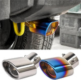 AutoBizarre Stainless Steel Silver Square Shaped Pipe Car Exhaust Tail Muffler Grilled Silencer Tip Car End Pipe Tail Exhaust Show Pipe (Silver Square Pipe Curved Bent)