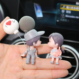 AutoBizarre Car Dashboard Accessories Cute Couple with Balloon Figurines Toys Gift Showpiece Desk Decoration Car Interior Decoration