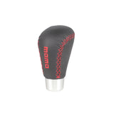 AutoBizarre Black Leather Red Stitch 5 Speed MOMO Car Gear Shift Knob with Adaptors for All Manual Cars