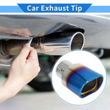 AutoBizarre Stainless Steel Burnt Blue Holographic Blue Square Shaped Pipe Car Exhaust Tail Muffler Grilled Silencer Tip Car End Pipe Tail Exhaust Show Pipe Universal for All Cars (Square Pipe Straight)