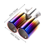 AutoBizarre Stainless Steel Burnt Blue Holographic Blue Round Shaped Dual Pipe Car Exhaust Tail Muffler Silencer Tip Car End Pipe Exhaust Show Pipe Universal for All Cars (Round Dual Pipe Straight)