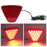 AutoBizarre 12V F1 Style 20 LED Red Triangle Rear Third Flashing Tail Brake Lights Rear Bumper Pilot Flash Lamp Warning Strobe Stop Safety Light Universal for All Cars, Bikes, SUV, etc