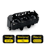 AutoBizarre Car Motorcycle 12V Headlight 3 Led Projector Lamp Dual Color Yellow White Fog Light Metal Body Spotlight Universal for All Bikes Cars SUVs etc.