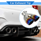 AutoBizarre Stainless Steel Burnt Blue Holographic Blue Round Sloped Dual Pipe Curved Bent Car Exhaust Tail Muffler Silencer Tip Car End Pipe Tail Exhaust Show Pipe Universal for All Cars