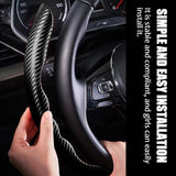 AutoBizarre Car Anti Skid Non Slip Carbon Fiber Decoration Steering Wheel Grip Covers Universal for All Cars - Set of 2 pcs