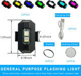 AutoBizarre Anti-Collision Waterproof 7 Color Rechargeable Mini LED Strobe Light Aeroplane Aircraft Drone Warning Flying Signal Safety Strobe Flashing Light for Car Motorcycle Bike Bicycle Drone Helmet