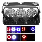 AutoBizarre 12V Car Dash Emergency Warning Strobe Red Blue White Flasher Windshield Sucker 18 LED light With Multiple Flashing Modes For All Cars, Emergency Vehicles, etc.