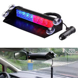 AutoBizarre 12V Car Dash Emergency Warning Strobe Red Blue Flasher Windshield Sucker 8 LED Light with Multiple Flashing Modes for All Cars, Emergency Vehicles, etc.