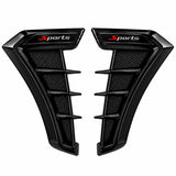 AutoBizarre Set of 2 Pcs Glossy Black Car Styling Decorative ABS Plastic Car Side Fender Vents Air Flow Duct Grill Sticker Shark Gill Air Outlet with Sports Sticker for All Cars