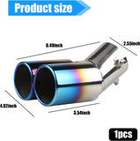 AutoBizarre Stainless Steel Burnt Blue Holographic Blue Round Shaped Dual Pipe Car Exhaust Tail Muffler Silencer Tip Car End Pipe Exhaust Show Pipe Universal for All Cars (Round Dual Pipe Curved Bent)