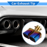 AutoBizarre Stainless Steel Burnt Blue Holographic Blue Square Shaped Dual Pipe Car Exhaust Tail Muffler Silencer Tip Car End Pipe Tail Exhaust Show Pipe Universal for All Cars (Square Dual Pipe Curved Bent)