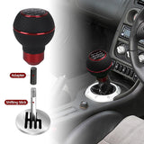 AutoBizarre 5 Speed Aluminum Base Metal Ring Leather Covered Gear Knob Gear Shifter Handle Knob For All Manual Transmission Cars
