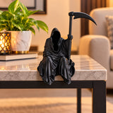 AutoBizarre Black Grim Ghost Reaper Figurine with Scythe Miniature Gothic Decor Statue for Car Spoiler, Desk, Home Décor