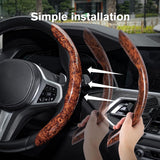 AutoBizarre Car Anti Skid Non Slip Wood Grain Finish Steering Wheel Grip Covers Decoration Universal for All Cars - Set of 2 pcs
