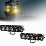 AutoBizarre Car Motorcycle 12V Headlight 5 Led Projector Lamp Dual Color Yellow White Fog Light Metal Body Spotlight Universal for All Bikes Cars SUVs etc
