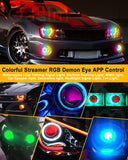 AutoBizarre Demon Eye Devil Angel Eyes RGB Halo Rings for Car & Motorcycle Projector Lenses Decorative Lights for Headlight & Taillight with App Remote Control - Set of 2