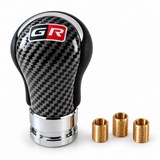 AutoBizarre Black Carbon Fiber GR Round Gear Shift Knob Gear Shifter Handle Universal for All Cars