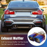 AutoBizarre Stainless Steel Burnt Blue Holographic Blue Square Shaped Dual Pipe Car Exhaust Tail Muffler Silencer Tip Car End Pipe Tail Exhaust Show Pipe Universal for All Cars (Square Dual Pipe Straight)