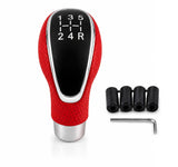 AutoBizarre 5 Speed Aluminum Base Leather Covered Gear Knob Gear Shifter Handle Knob for All Manual Transmission Cars