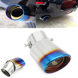 AutoBizarre Stainless Steel Burnt Blue Holographic Blue Oval Shaped Pipe Car Exhaust Tail Muffler Silencer Tip Car End Pipe Tail Exhaust Show Pipe Universal for All Cars (Oval Pipe Curved Bent)