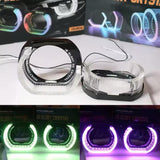 AutoBizarre 2Pcs 3 Inch LED Angel Eyes Halo Ring Headlight Shrouds Cover Mask 5D Crystal RGB DRL Lights with Mobile Application Control for All Cars, Vans, SUVs, etc