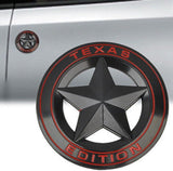 AutoBizarre 3D Raised Matte Black Round Star Texas Edition Metal Monogram Emblem Badge Sticker for All Cars & Bikes