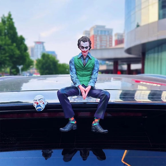 AutoBizarre Joker Action Figure with Mask & Sitting Position Statue for Table, Car Dashboard, Car External Decoration