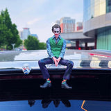 AutoBizarre Joker Action Figure with Mask & Sitting Position Statue for Table, Car Dashboard, Car External Decoration