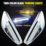 AutoBizarre 2Pcs Blade Shape Blade Style Car Styling LED Side Fender Lights Double Colors Turn Signal Indicator Light (White & Amber) for All Cars, Trucks, SUVs, etc.