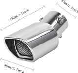 AutoBizarre Stainless Steel Silver Square Shaped Pipe Car Exhaust Tail Muffler Grilled Silencer Tip Car End Pipe Tail Exhaust Show Pipe (Silver Square Pipe Curved Bent)