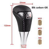AutoBizarre Car Styling Faux Leather Carbon Fiber Finish Gear Shift Knob with Different Size adaptors for All Automatic Transmission Cars