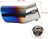 AutoBizarre Stainless Steel Burnt Blue Holographic Blue Oval Shaped Pipe Car Exhaust Tail Muffler Silencer Tip Car End Pipe Tail Exhaust Show Pipe Universal for All Cars (Oval Pipe Curved Bent)