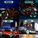 AutoBizarre 20pcs Holographic Luminous Anti-Collision Glow in the dark Wheel Rim Stickers Night Reflective Tape Warning Sticker for Decoration Universal for All Cars Bikes Motorcycles Bicycle Trucks