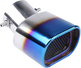 AutoBizarre Stainless Steel Burnt Blue Holographic Blue Square Shaped Pipe Car Exhaust Tail Muffler Grilled Silencer Tip Car End Pipe Tail Exhaust Show Pipe Universal for All Cars (Square Pipe Curved Bent)