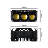 AutoBizarre Car Motorcycle 12V Headlight 3 Led Projector Lamp Dual Color Yellow White Fog Light Metal Body Spotlight Universal for All Bikes Cars SUVs etc.