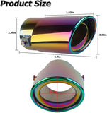 AutoBizarre Stainless Steel Burnt Blue Holographic Blue Oval Shaped Pipe Car Exhaust Tail Muffler Silencer Tip Car End Pipe Tail Exhaust Show Pipe Universal for All Cars (Multicolor Oval Pipe Straight)