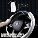 AutoBizarre Car Anti Skid Non Slip Carbon Fiber Decoration Steering Wheel Grip Covers Universal for All Cars - Set of 2 pcs