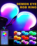 AutoBizarre Demon Eye Devil Angel Eyes RGB Halo Rings for Car & Motorcycle Projector Lenses Decorative Lights for Headlight & Taillight with App Remote Control - Set of 2