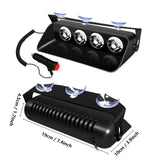 AutoBizarre 12V Car Dash Emergency Warning Strobe Red Blue Flasher Windshield Sucker 4 LED light With Multiple Flashing Modes For All Cars, Emergency Vehicles, etc.