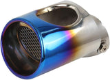 AutoBizarre Stainless Steel Burnt Blue Holographic Blue Oval Sloped Curved Bent Pipe Car Exhaust Tail Muffler Grilled Silencer Tip Car End Pipe Tail Exhaust Show Pipe Universal for All Cars