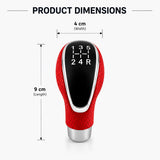 AutoBizarre 5 Speed Aluminum Base Leather Covered Gear Knob Gear Shifter Handle Knob for All Manual Transmission Cars