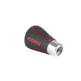 AutoBizarre Black Leather Red Stitch 5 Speed MOMO Car Gear Shift Knob with Adaptors for All Manual Cars