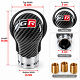 AutoBizarre Black Carbon Fiber GR Round Gear Shift Knob Gear Shifter Handle Universal for All Cars